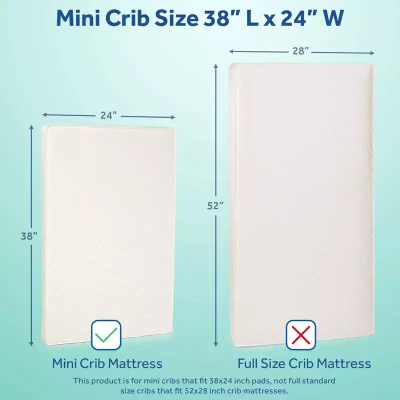 Materasso per culla mini impermeabile 96,5x61 cm - Ultra rigido, ipoallergenico, spessore 5 cm
