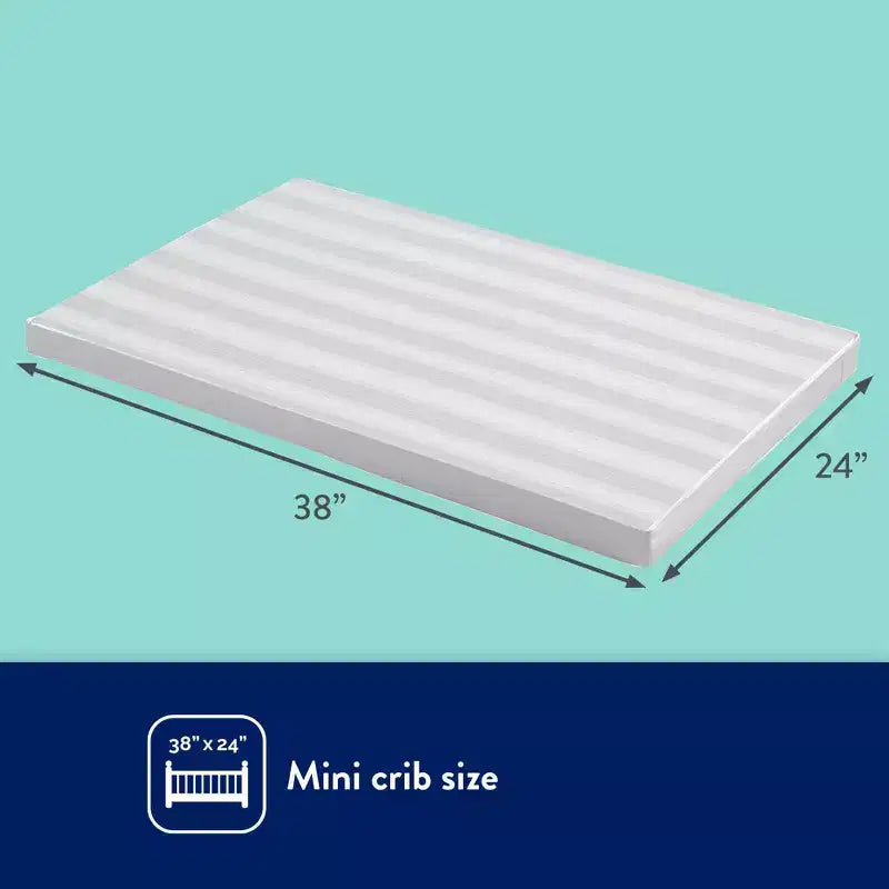Materasso per culla mini impermeabile 96,5x61 cm - Ultra rigido, ipoallergenico, spessore 5 cm