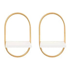 Set di 2 mensole da parete galleggianti ovali – Bianco e oro