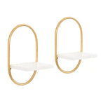 Set di 2 mensole da parete galleggianti ovali – Bianco e oro