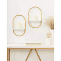 Set di 2 mensole da parete galleggianti ovali – Bianco e oro