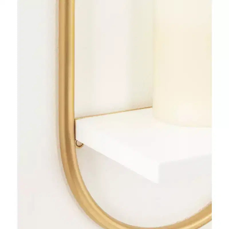 Set di 2 mensole da parete galleggianti ovali – Bianco e oro