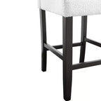 Set di 2 sgabelli da bar altezza bancone con schienale e seduta imbottiti, gambe in legno, bianco/nero