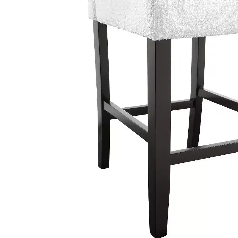 Set di 2 sgabelli da bar altezza bancone con schienale e seduta imbottiti, gambe in legno, bianco/nero