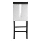 Set di 2 sgabelli da bar altezza bancone con schienale e seduta imbottiti, gambe in legno, bianco/nero
