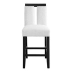 Set di 2 sgabelli da bar altezza bancone con schienale e seduta imbottiti, gambe in legno, bianco/nero