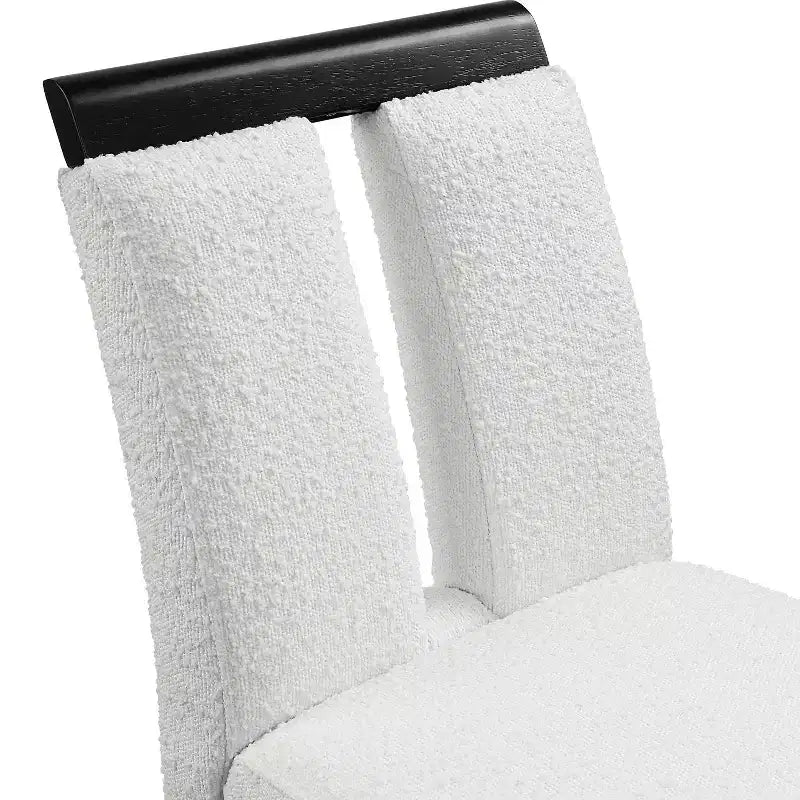Set di 2 sgabelli da bar altezza bancone con schienale e seduta imbottiti, gambe in legno, bianco/nero