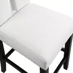 Set di 2 sgabelli da bar altezza bancone con schienale e seduta imbottiti, gambe in legno, bianco/nero