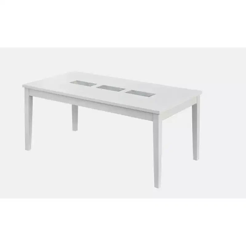 Lifestorey Diamond Rectangular Dining Table White: 6-Seater, MDF & Rubberwood, Non-Extension, Contemporary Style