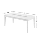 Tavolo da pranzo rettangolare bianco – 6 posti, MDF e legno di gomma, stile contemporaneo