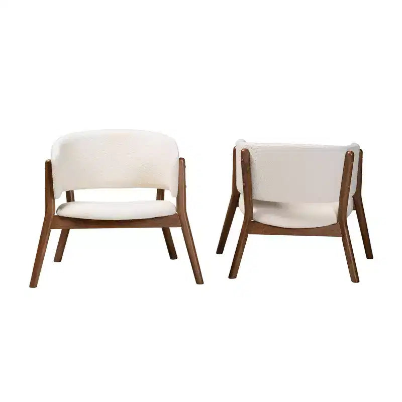 Set di 2 sedie accentate rivestite in tessuto Bouclé con gambe divaricate