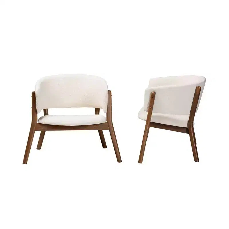 Set di 2 sedie accentate rivestite in tessuto Bouclé con gambe divaricate