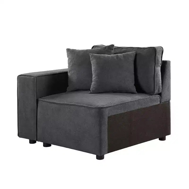 Poltrona da accento imbottita in tessuto grigio da 28" con struttura in legno