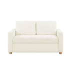 Serta Aurora Convertible Sofa Ivory Boucle: Lounger & Full Bed, Pocket Coils, Rubberwood Legs