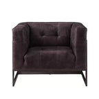 Poltrona da 31" con seduta in pelle fiore e telaio in metallo