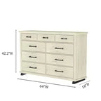 Set da 2 pezzi per camera da letto – Cassettiera a 9 cassetti e comò a 5 cassetti, bianco sporco