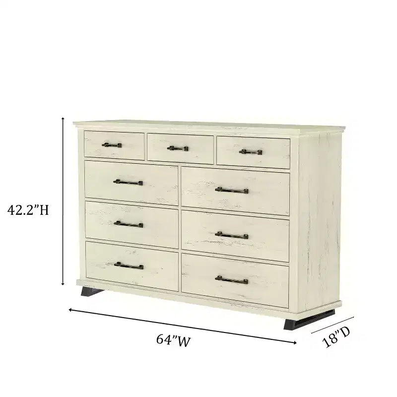 Set da 2 pezzi per camera da letto – Cassettiera a 9 cassetti e comò a 5 cassetti, bianco sporco