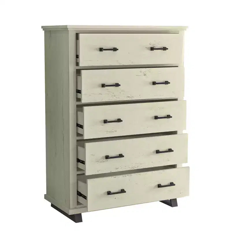 Set da 2 pezzi per camera da letto – Cassettiera a 9 cassetti e comò a 5 cassetti, bianco sporco