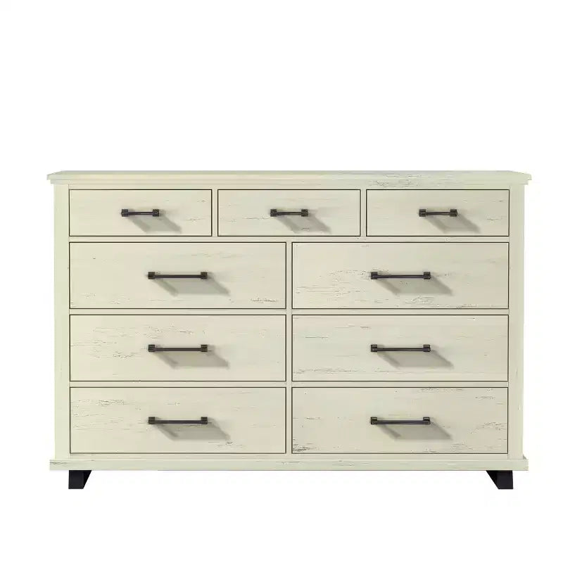Set da 2 pezzi per camera da letto – Cassettiera a 9 cassetti e comò a 5 cassetti, bianco sporco