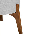 Poggiapiedi Pouf Rotondo Rivestito in Boucle con Gambe in Legno