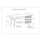 Scrivania Mid-Century Modern con cassetti laterali e archivio