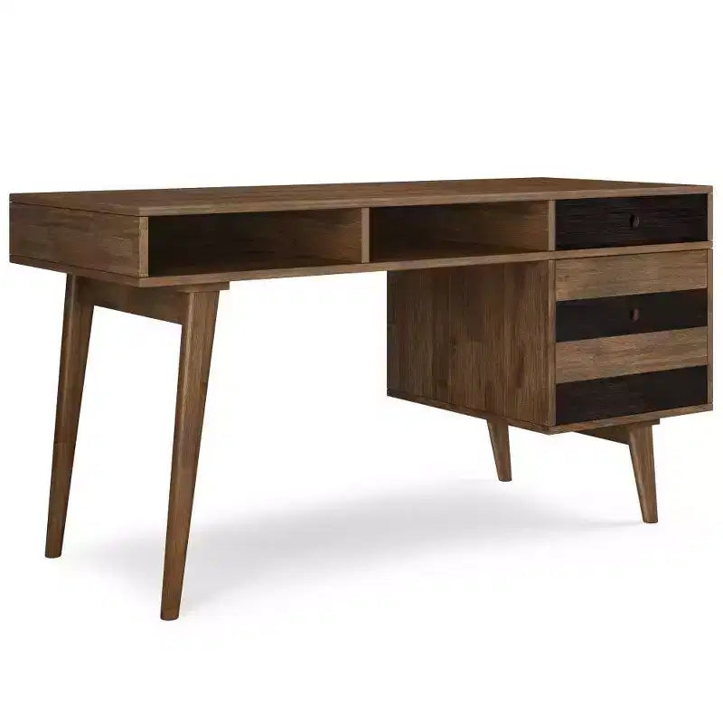 Scrivania Mid-Century Modern con cassetti laterali e archivio
