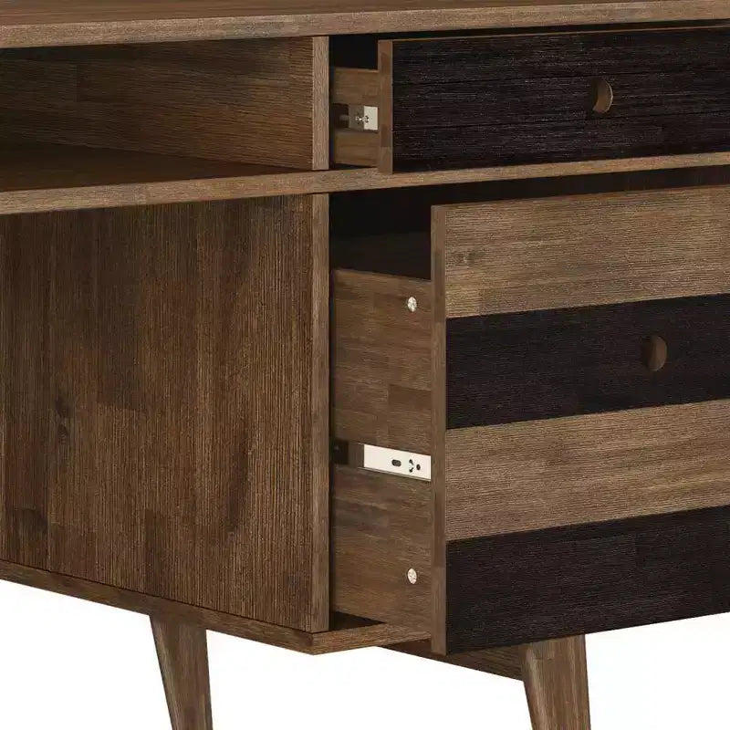 Scrivania Mid-Century Modern con cassetti laterali e archivio