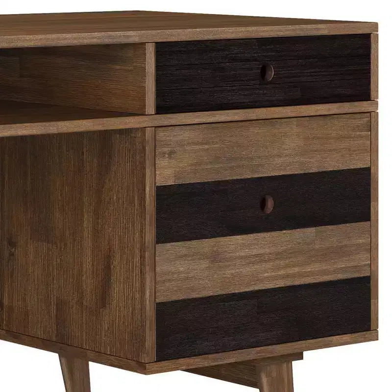 Scrivania Mid-Century Modern con cassetti laterali e archivio
