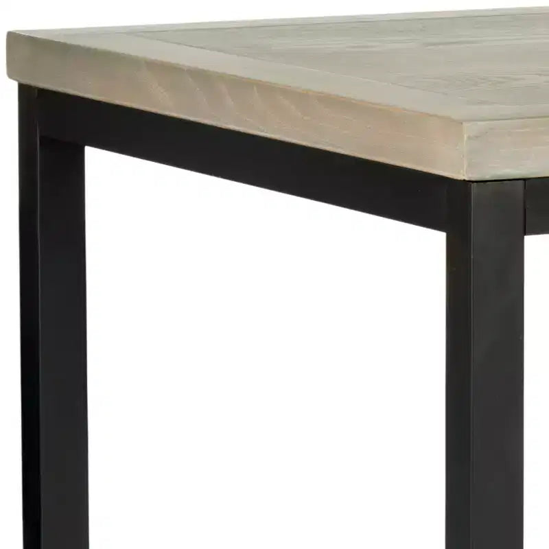 Tavolino da Caffè Industriale con Piano in Legno di Olmo e Struttura in Metallo