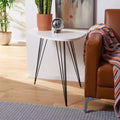 Tavolino d'appoggio Accent Mid-Century Moderno – Piano Bianco e Gambe in Ferro Nero