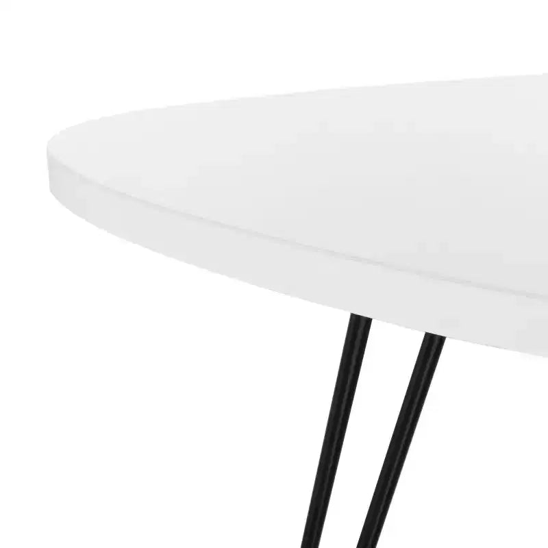 Tavolino d'appoggio Accent Mid-Century Moderno – Piano Bianco e Gambe in Ferro Nero
