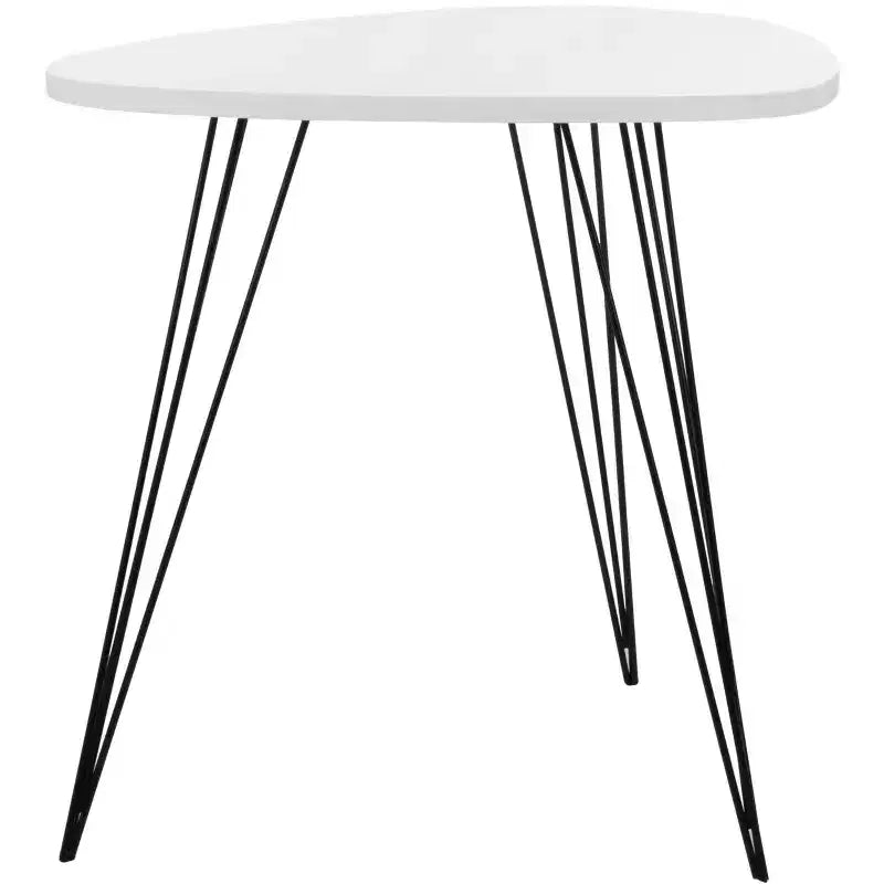 Tavolino d'appoggio Accent Mid-Century Moderno – Piano Bianco e Gambe in Ferro Nero