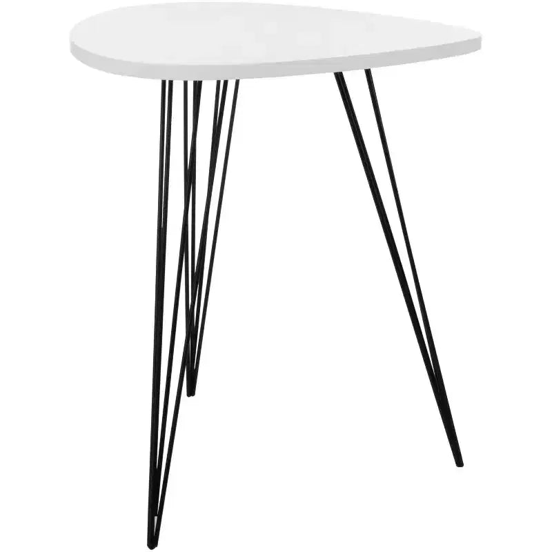 Tavolino d'appoggio Accent Mid-Century Moderno – Piano Bianco e Gambe in Ferro Nero