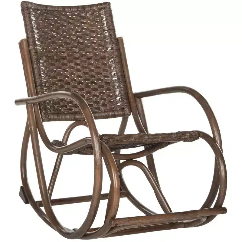 Sedia a dondolo in rattan con struttura laccata