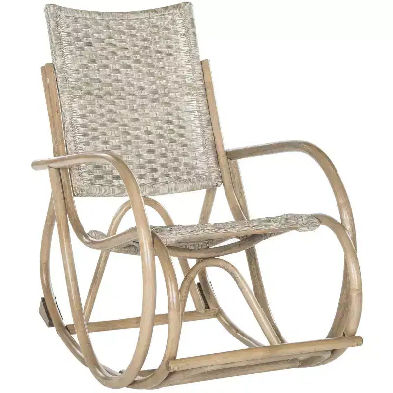 Sedia a dondolo in rattan con struttura laccata