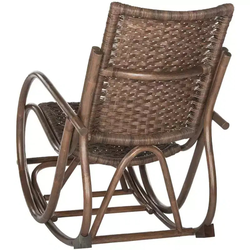 Sedia a dondolo in rattan con struttura laccata