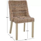 Sedie da pranzo senza braccioli in rattan, set da 2, grigio