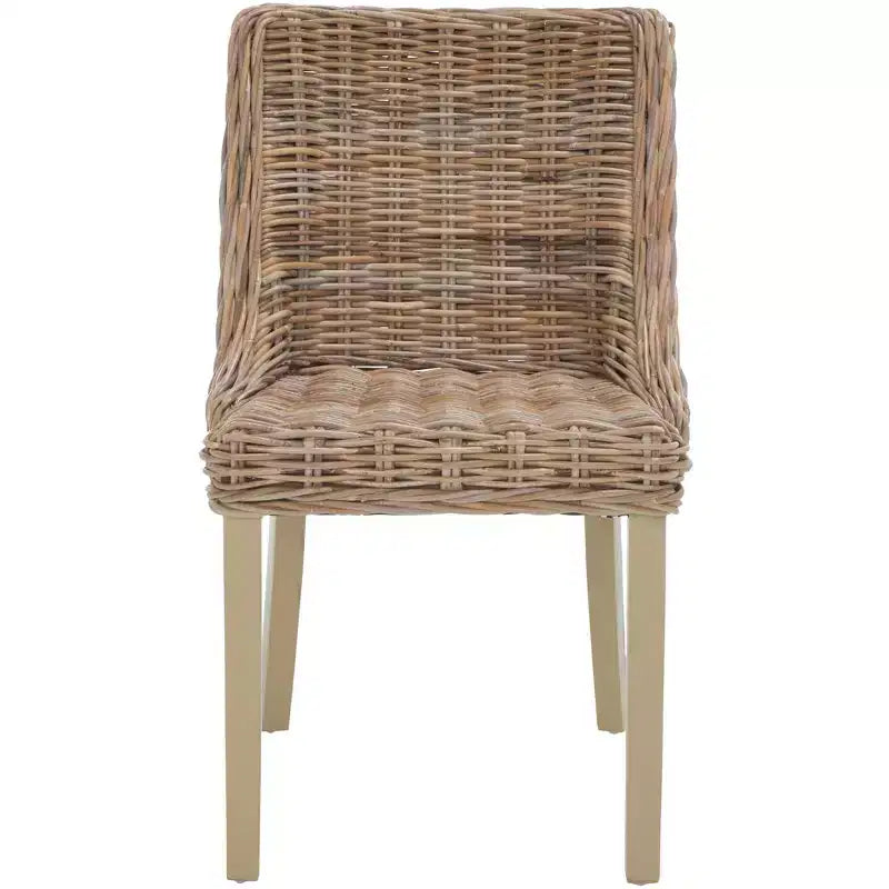 Sedie da pranzo senza braccioli in rattan, set da 2, grigio
