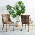 Sedie da pranzo senza braccioli in rattan, set da 2, grigio