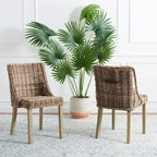 Sedie da pranzo senza braccioli in rattan, set da 2, grigio