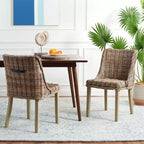 Sedie da pranzo senza braccioli in rattan, set da 2, grigio