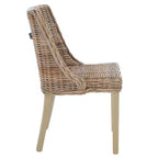 Sedie da pranzo senza braccioli in rattan, set da 2, grigio