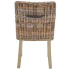 Sedie da pranzo senza braccioli in rattan, set da 2, grigio