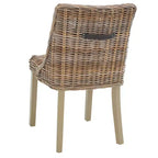 Sedie da pranzo senza braccioli in rattan, set da 2, grigio