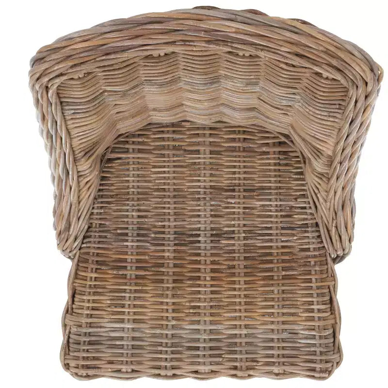 Sedie da pranzo senza braccioli in rattan, set da 2, grigio
