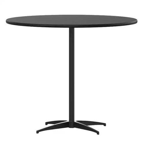 Emma and Oliver 36 Round Wood Cocktail Table with 30 and 42 Columns