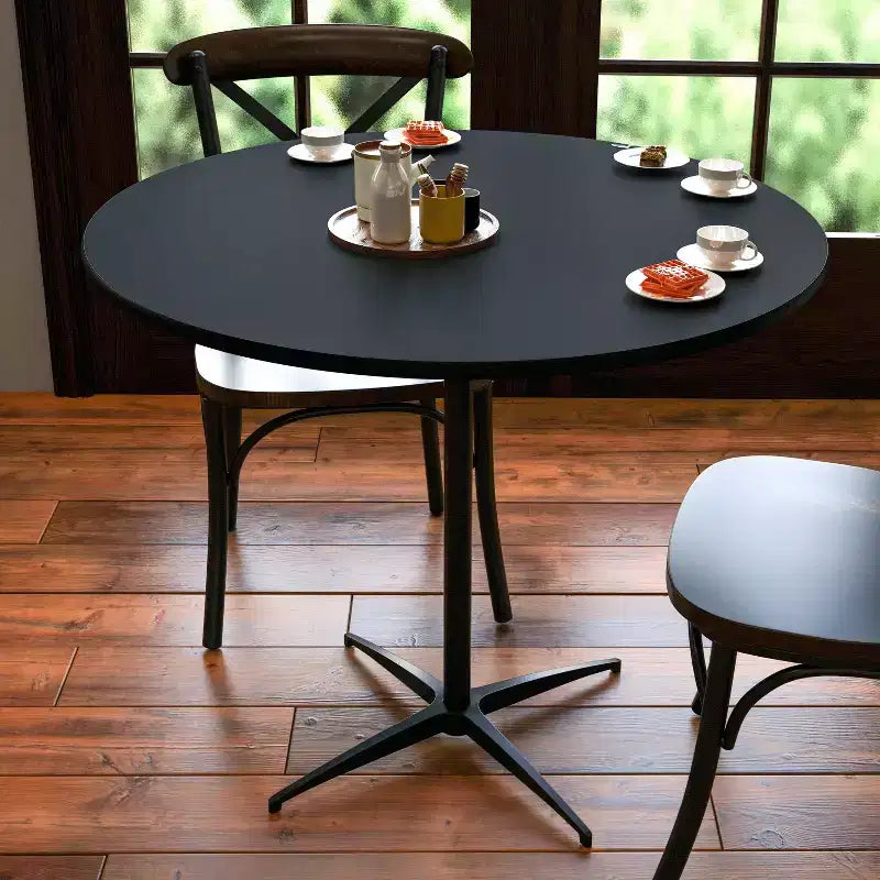 Tavolo da cocktail rotondo in legno da 36" con colonne da 30" e 42" di altezza