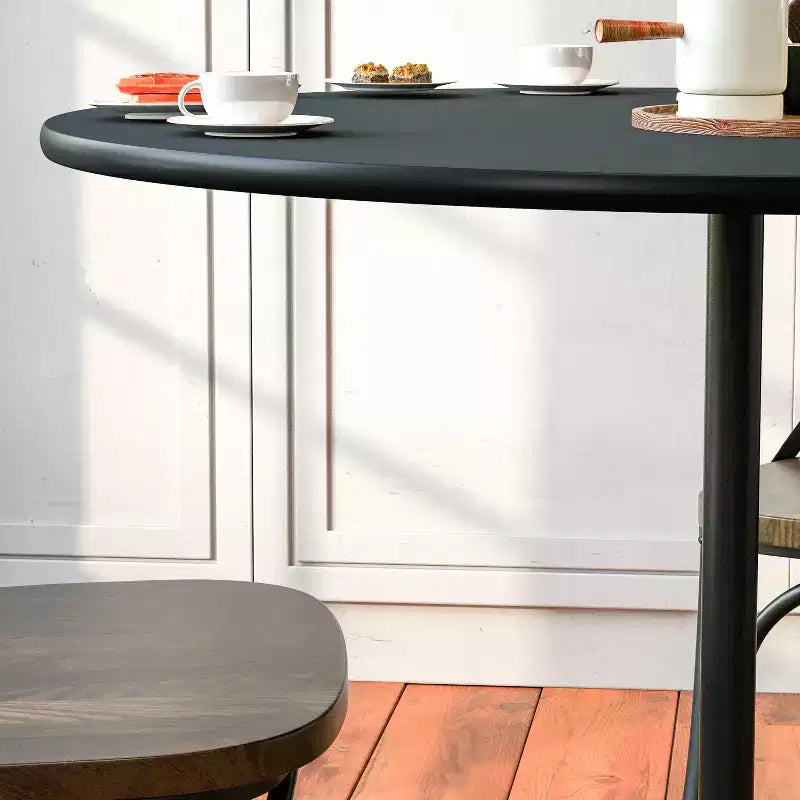 Tavolo da cocktail rotondo in legno da 36" con colonne da 30" e 42" di altezza