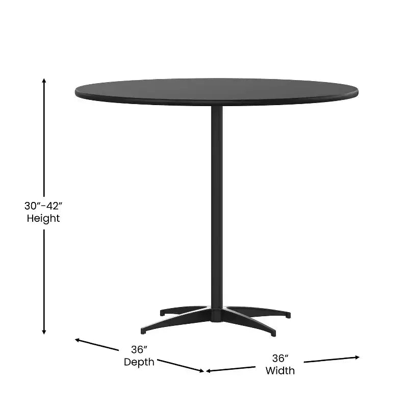Tavolo da cocktail rotondo in legno da 36" con colonne da 30" e 42" di altezza