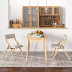 Set di 2 sedie da pranzo pieghevoli, struttura in legno con seduta imbottita in tessuto di lino